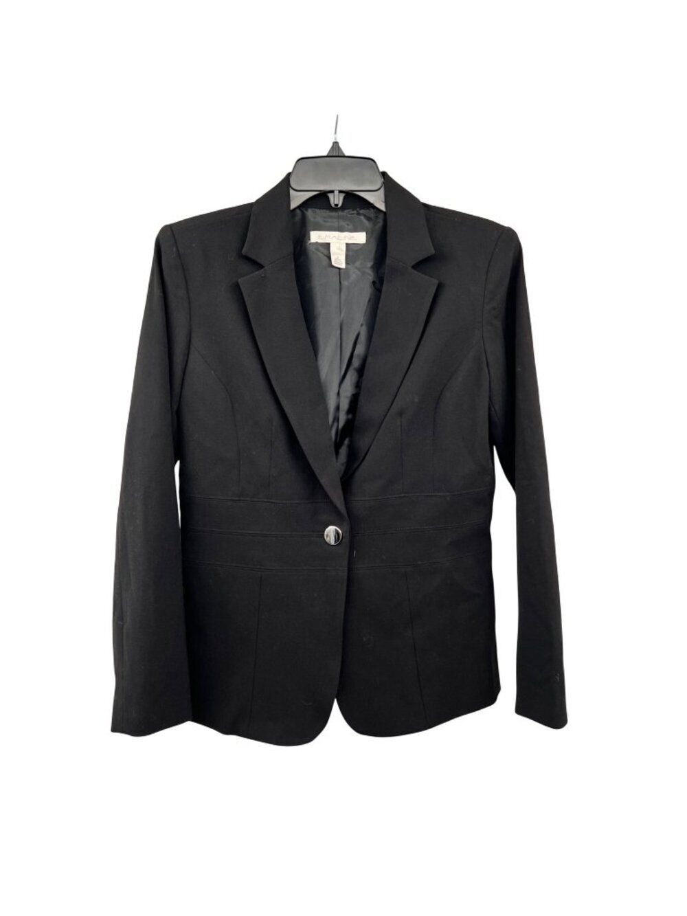 EMALINE Womens Blazer Single Button Black Shoulder Pads Size 6